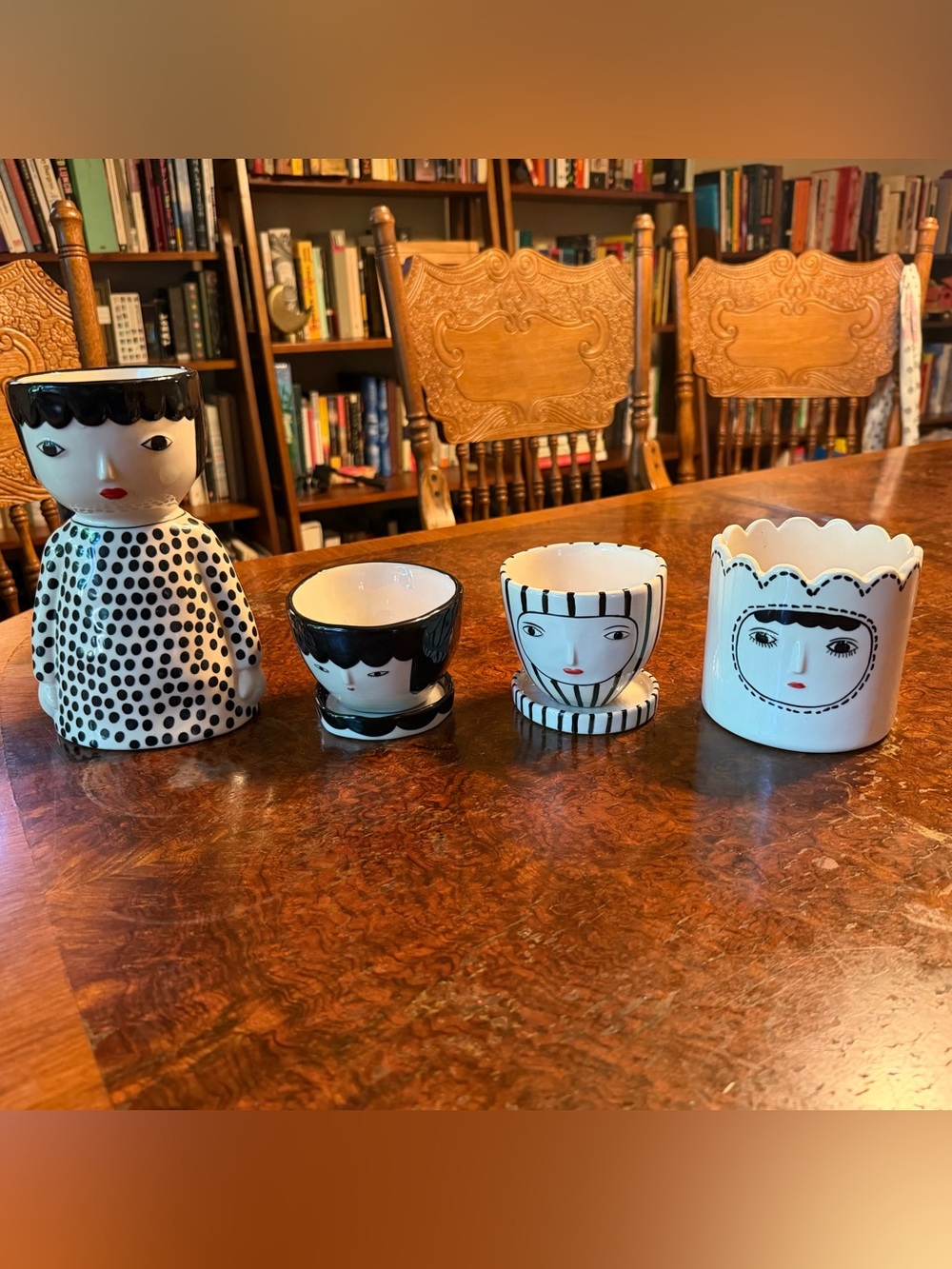 Anthropologie Kinska Face Pots Complete Set